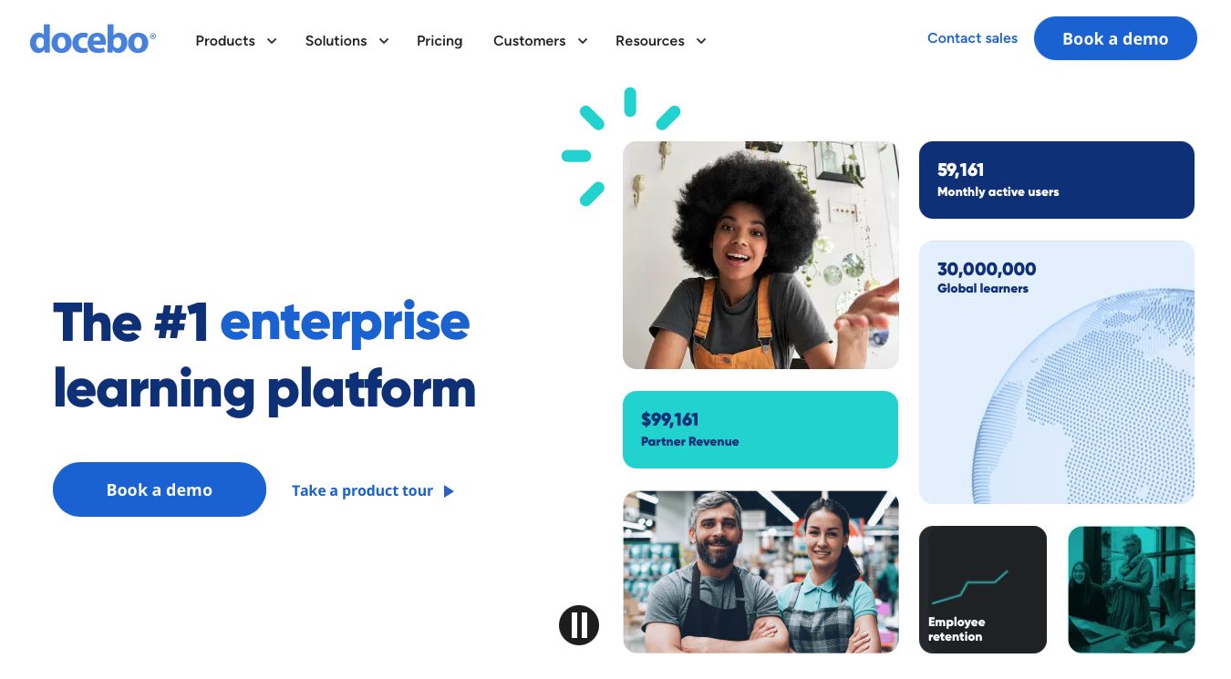 Docebo website main page schreenshot